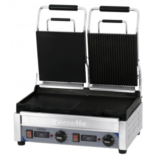 Dubbele Panini Grill Premium | Glad/Glad & Geribbeld/Geribbeld met timer