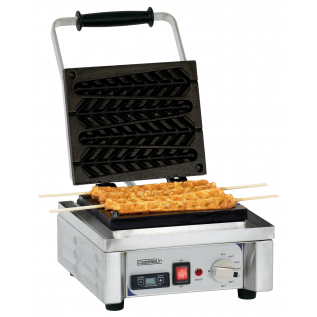 "On stick" Waffle maker single opening 90°