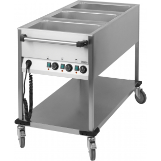 Chariot bain marie à eau 3 x GN 1/1